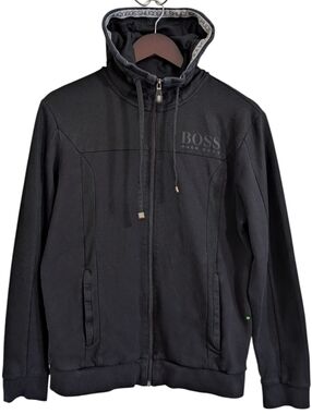 ​BOSS Hugo Boss Green Label Textured Full Zip Hoodie Modern Fit Black M